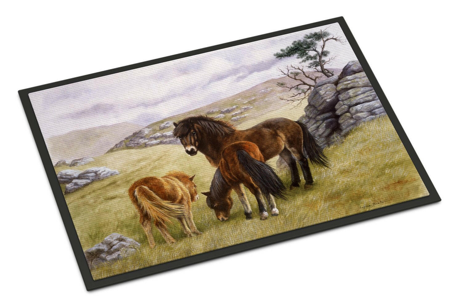 Horses in the Meadow Doormat Indoor Outdoor 18H X 27W Front Door Mat Rugs for Entryway, Non Slip Washable