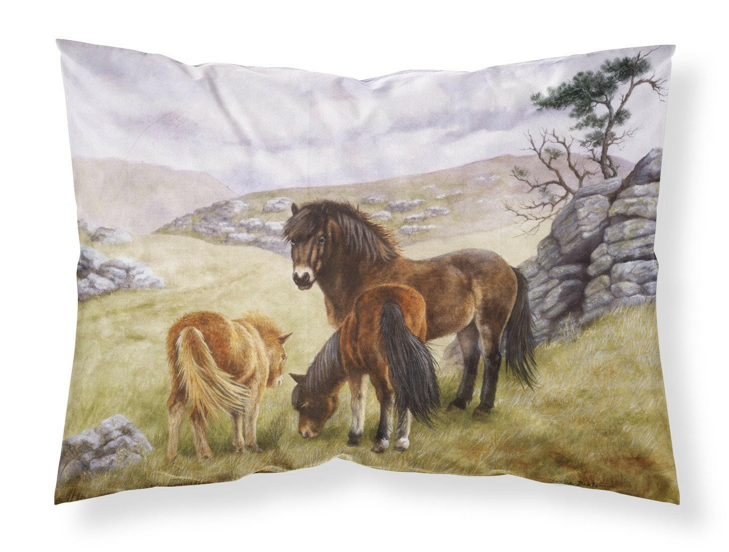 Horses in the Meadow Standard Pillowcase Lightweight Super Soft Easy Care Decorative Artwork Pillowcase, Standard