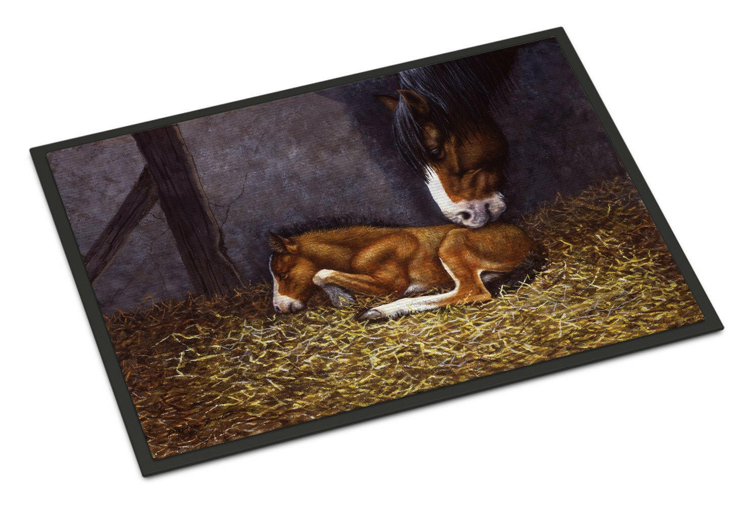 Horse and Her Foal Doormat Indoor Outdoor 24H X 36W Front Door Mat Rugs for Entryway, Non Slip Washable Low Pile,