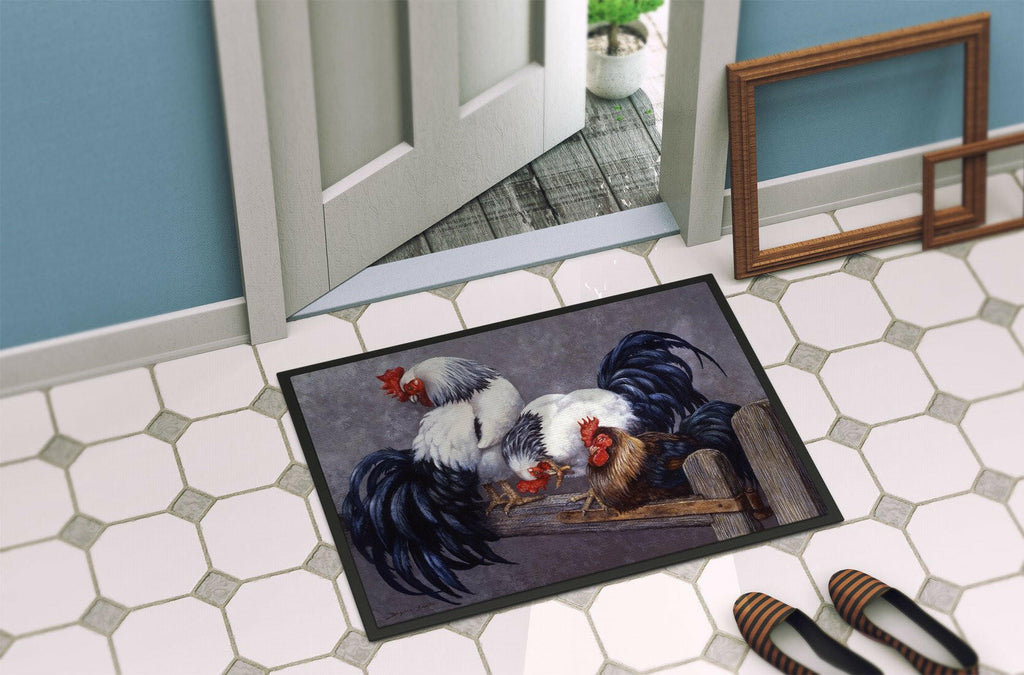Roosters Roosting Doormat Indoor Outdoor 24H X 36W Front Door Mat Rugs for Entryway, Non Slip Washable Low Pile,