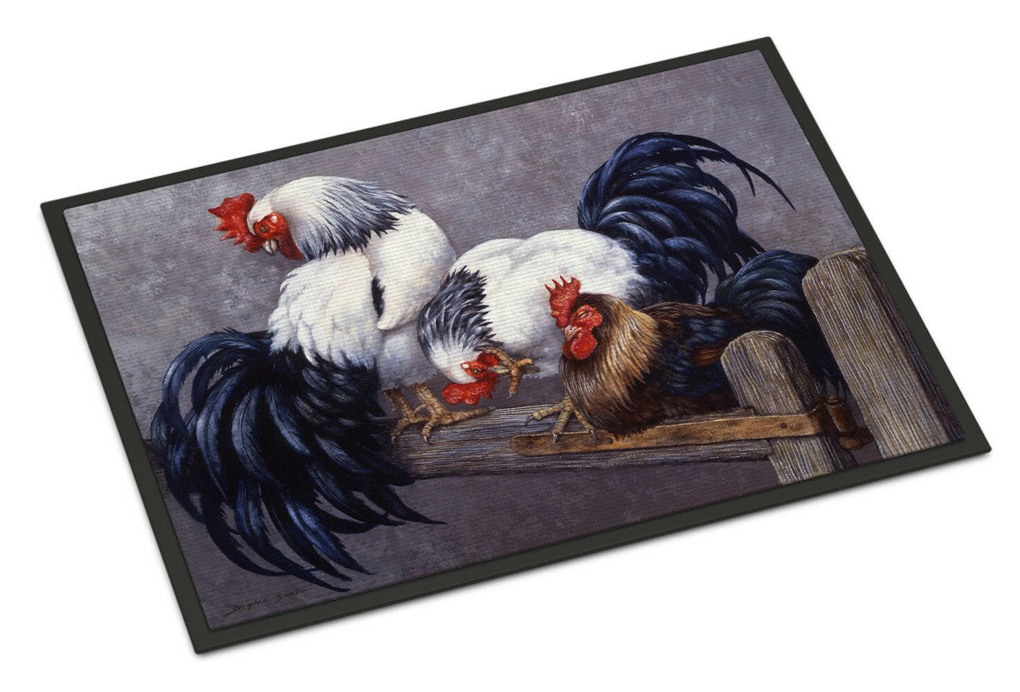 Roosters Roosting Doormat Indoor Outdoor 18H X 27W Front Door Mat Rugs for Entryway, Non Slip Washable