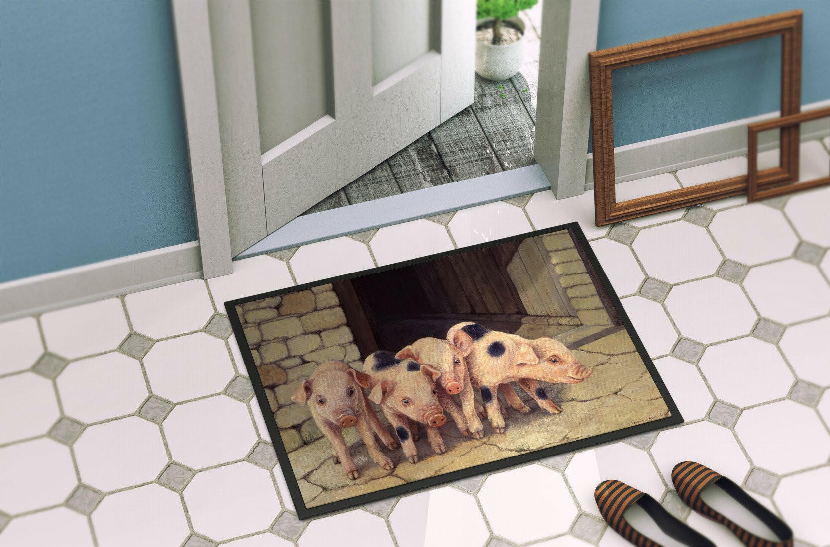 Pigs Piglets by Daphne Baxter Doormat Indoor Outdoor 24H X 36W Front Door Mat Rugs for Entryway, Non Slip Washable Low Pile,