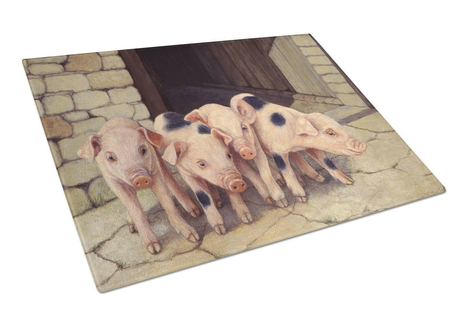 Pigs Piglets by Daphne Baxter Cutting Board Tempered Glass Kitchen Cutting Surface, Heat Resistant Chopping, Non-Slip Feet, Food Prep & Serving