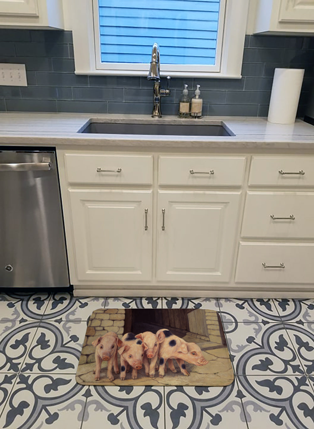 Pigs Piglets by Daphne Baxter Memory Foam Kitchen Mat Machine Washable Anti-Fatigue Cushion Comfort Bath or Kitchen Rug