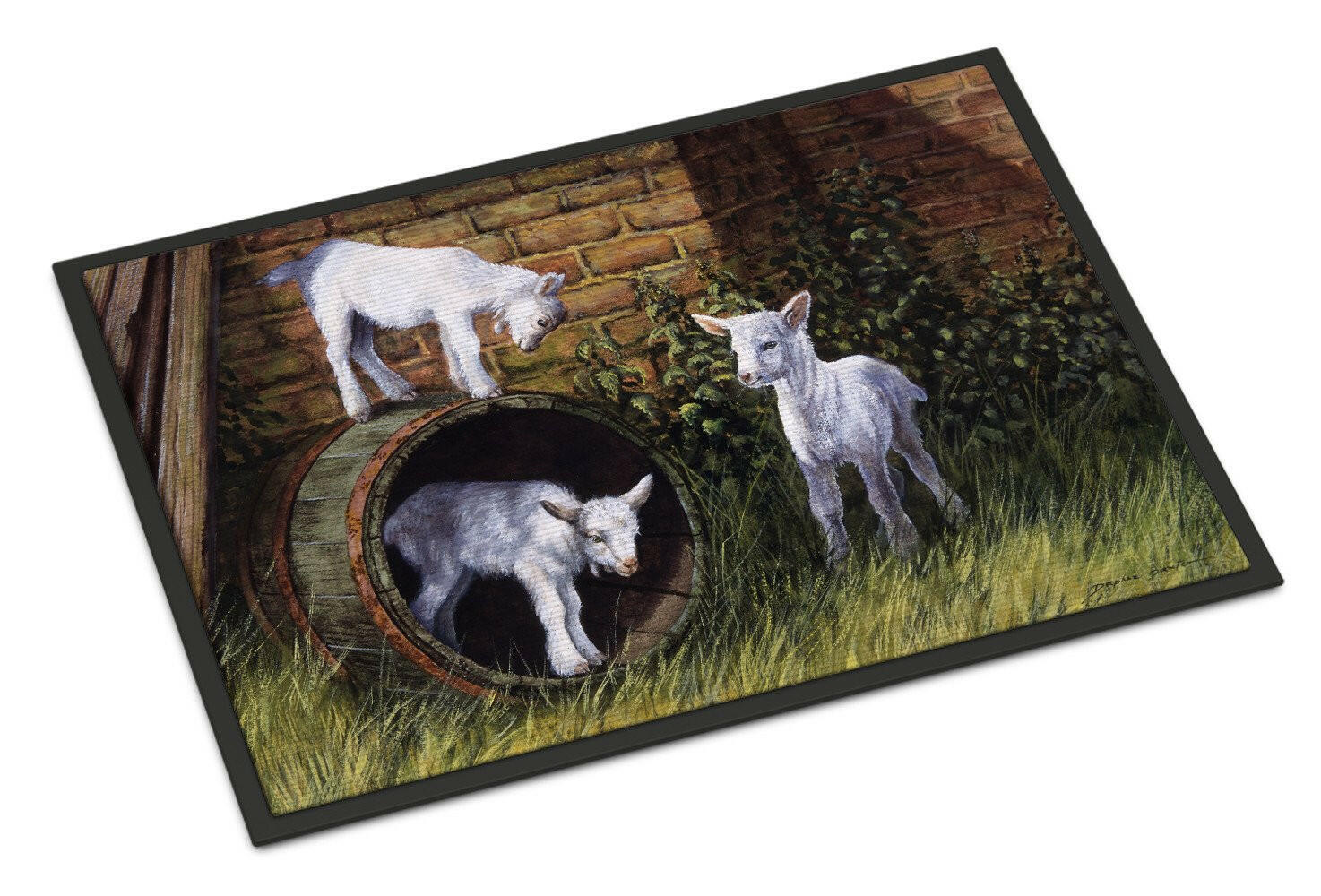 Goats by Daphne Baxter Doormat Indoor Outdoor 18H X 27W Front Door Mat Rugs for Entryway, Non Slip Washable