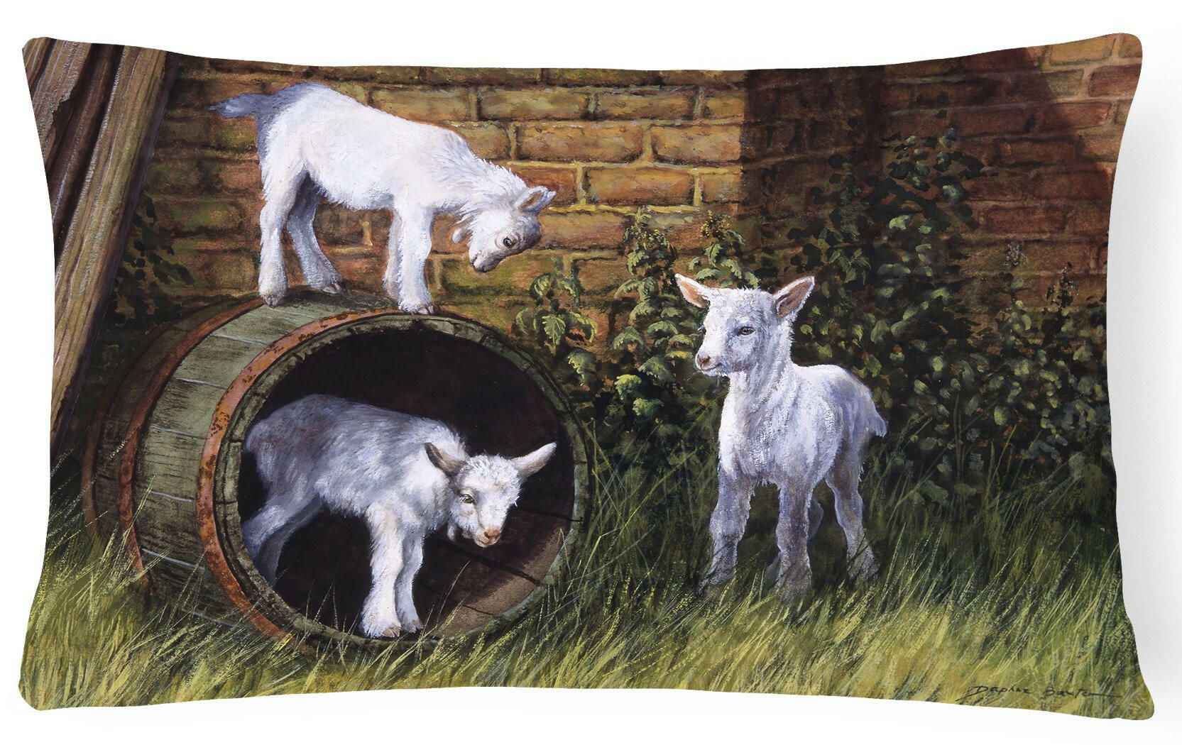 Goats by Daphne Baxter Decorative Throw Pillow 12x16 Indoor Outdoor Accent Cushion, Fabric Cover with Insert for Sofa, Bed, Porch & Living Room