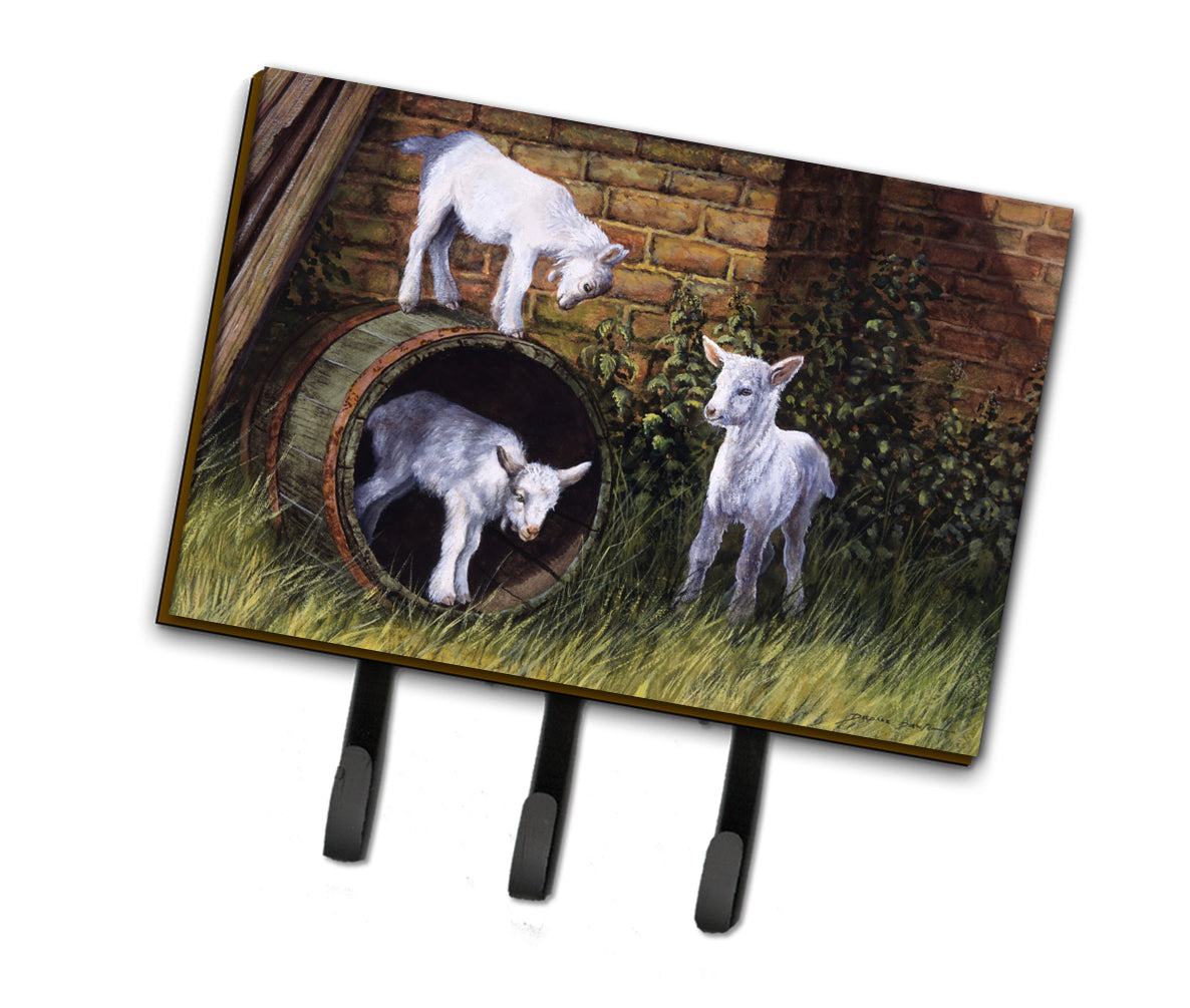 Goats by Daphne Baxter Leash or Key Holder Wall Hooks, Coat Rack Wall Mount, for Hanging Keys, Towels, Aprons, Leashes