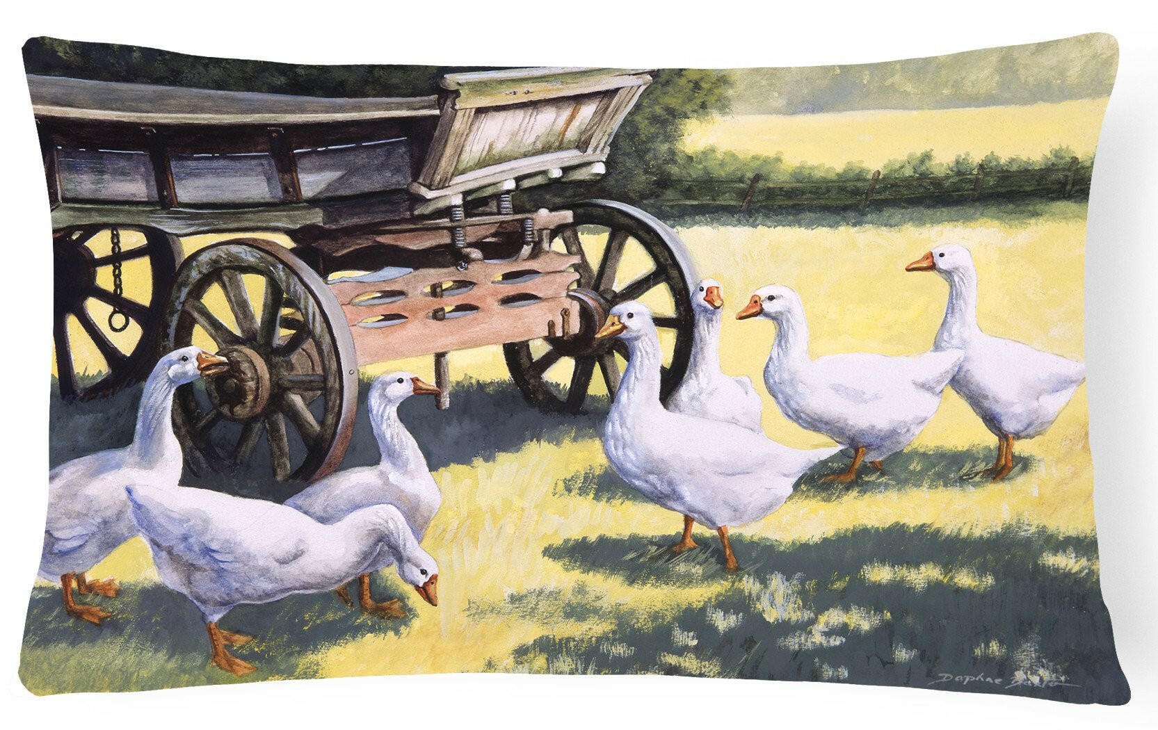 Geese by Daphne Baxter Decorative Throw Pillow 12x16 Indoor Outdoor Accent Cushion, Fabric Cover with Insert for Sofa, Bed, Porch & Living Room