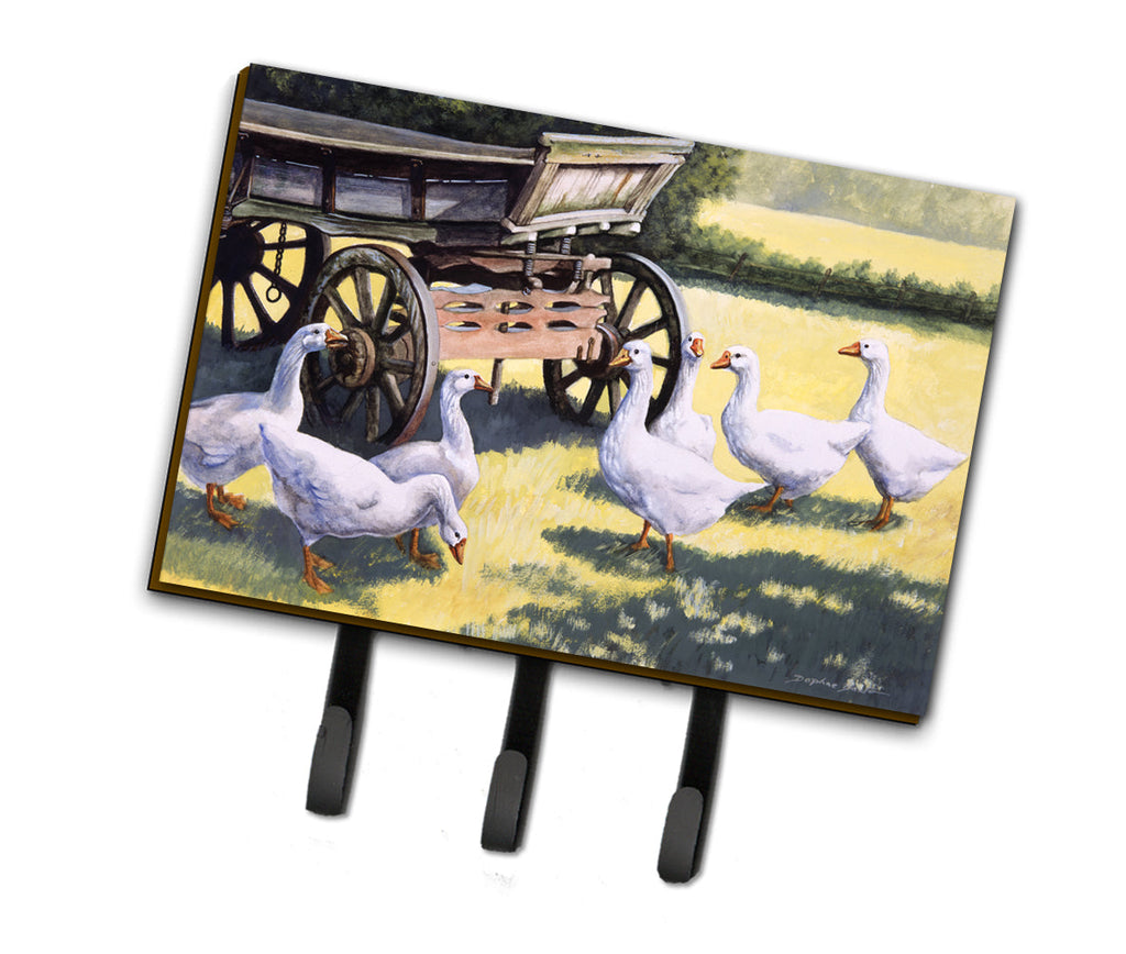 Geese by Daphne Baxter Leash or Key Holder Wall Hooks, Coat Rack Wall Mount, for Hanging Keys, Towels, Aprons, Leashes