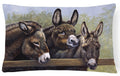 Donkeys by Daphne Baxter Decorative Throw Pillow 12x16 Indoor Outdoor Accent Cushion, Fabric Cover with Insert for Sofa, Bed, Porch & Living Room