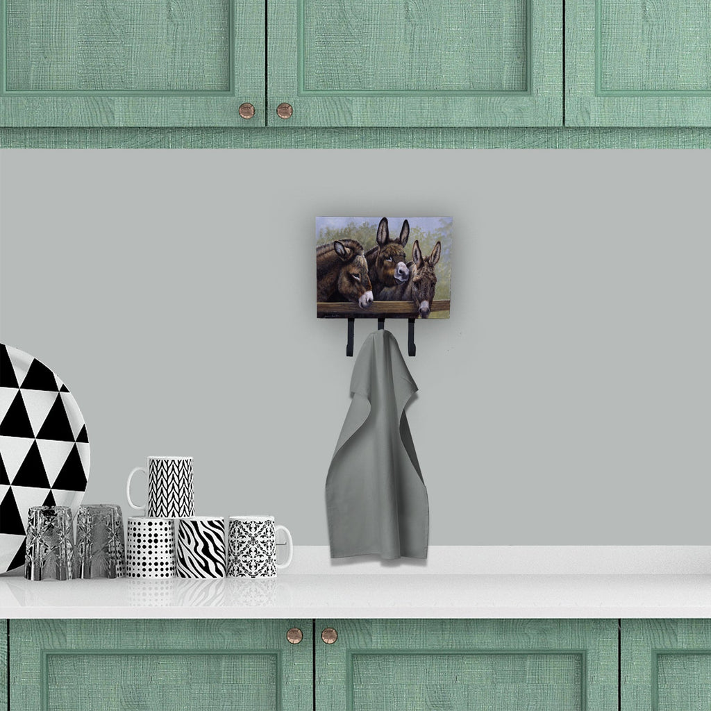 Donkeys by Daphne Baxter Leash or Key Holder Wall Hooks, Coat Rack Wall Mount, for Hanging Keys, Towels, Aprons, Leashes