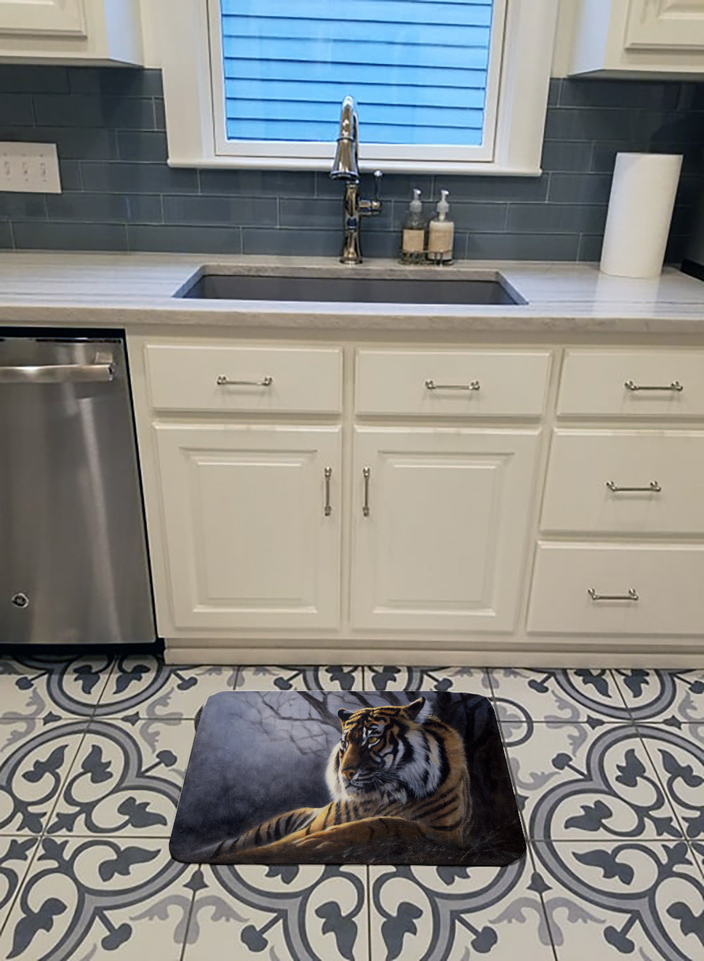 Bengal Tiger by Daphne Baxter Memory Foam Kitchen Mat Machine Washable Anti-Fatigue Cushion Comfort Bath or Kitchen Rug