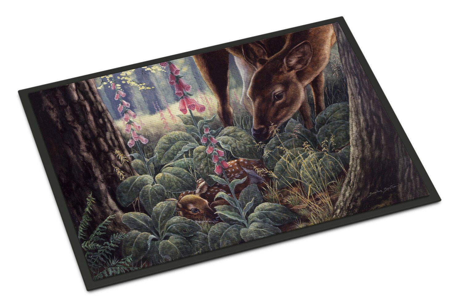 Doe and Fawn Deer Doormat Indoor Outdoor 24H X 36W Front Door Mat Rugs for Entryway, Non Slip Washable Low Pile,