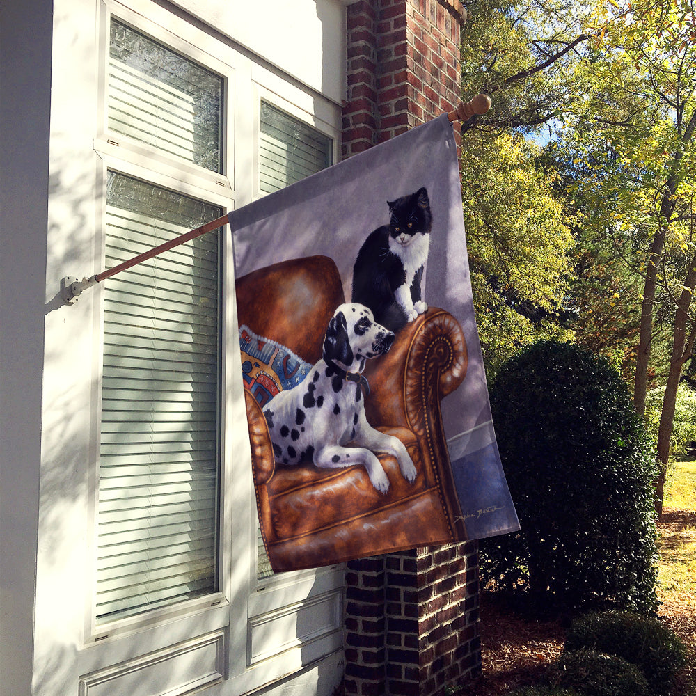 Dalmatian with Cat House Flag 28x40 Porch Sleeve Pole Decorative Outside Yard Banner Artwork Wall Hanging, Polyester