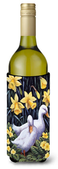 Ducks by Daphne Baxter Wine Bottle Hugger Gift Sleeve for Standard 750 ml Bottles, Insulated Reusable Also Fits Mini Shot & Pint Bottles