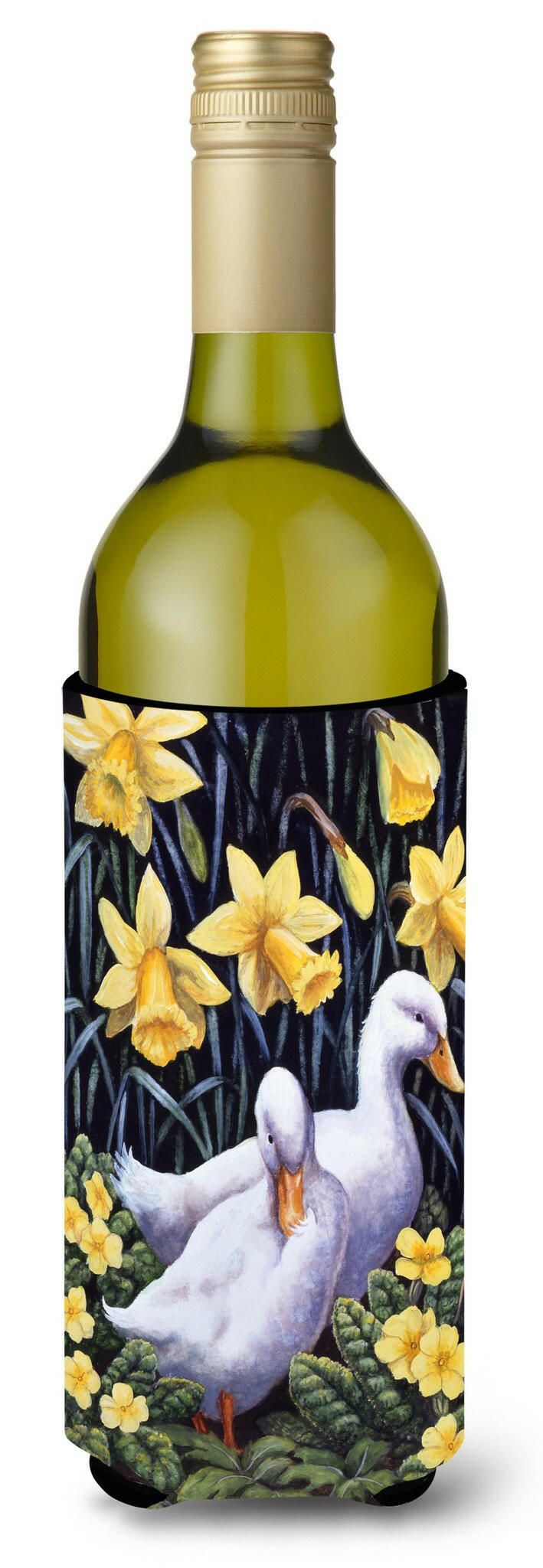 Ducks by Daphne Baxter Wine Bottle Hugger Gift Sleeve for Standard 750 ml Bottles, Insulated Reusable Also Fits Mini Shot & Pint Bottles