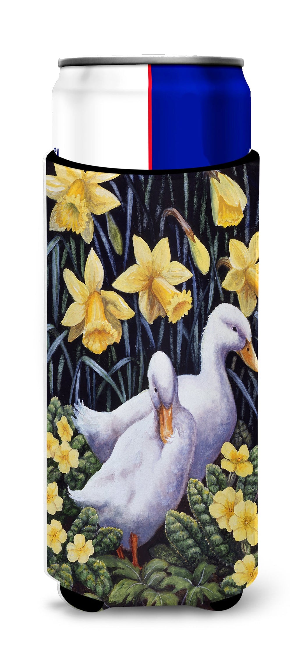 Ducks by Daphne Baxter Slim Can Hugger , Insulated Foam Hugger for 12 oz Slim Cans, Beer Bottles & Water Bottles, Printed in USA