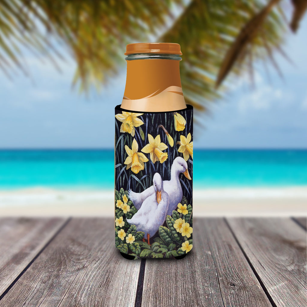 Ducks by Daphne Baxter Slim Can Hugger , Insulated Foam Hugger for 12 oz Slim Cans, Beer Bottles & Water Bottles, Printed in USA