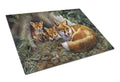 A Family of Foxes at Home Cutting Board Tempered Glass Kitchen Cutting Surface, Heat Resistant Chopping, Non-Slip Feet, Food Prep & Serving