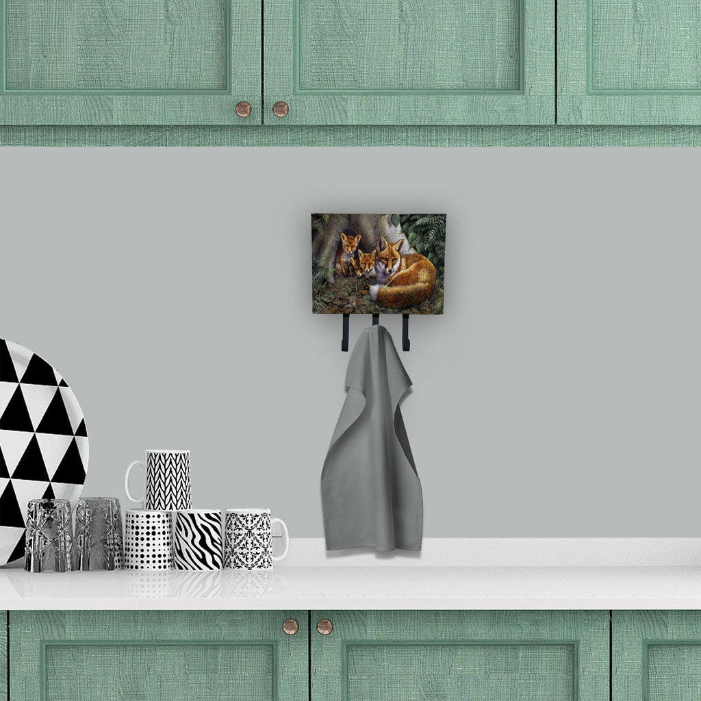 A Family of Foxes at Home Leash or Key Holder Wall Hooks, Coat Rack Wall Mount, for Hanging Keys, Towels, Aprons, Leashes