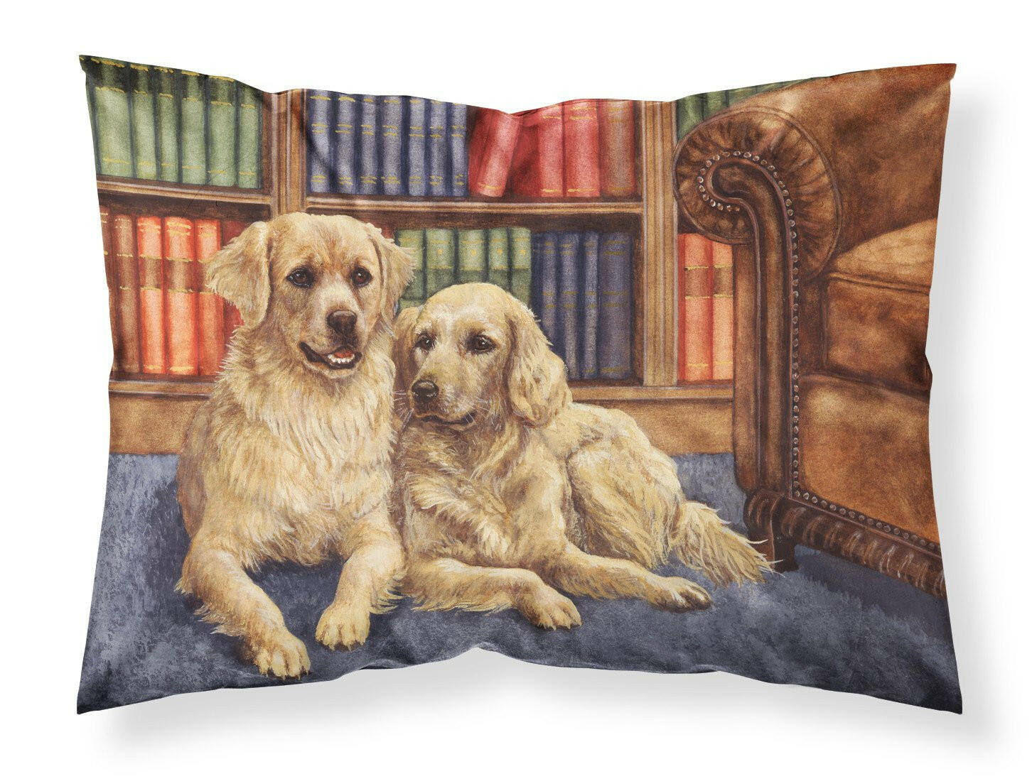 Golden Retrievers in the Library Standard Pillowcase Lightweight Super Soft Easy Care Decorative Artwork Pillowcase, Standard
