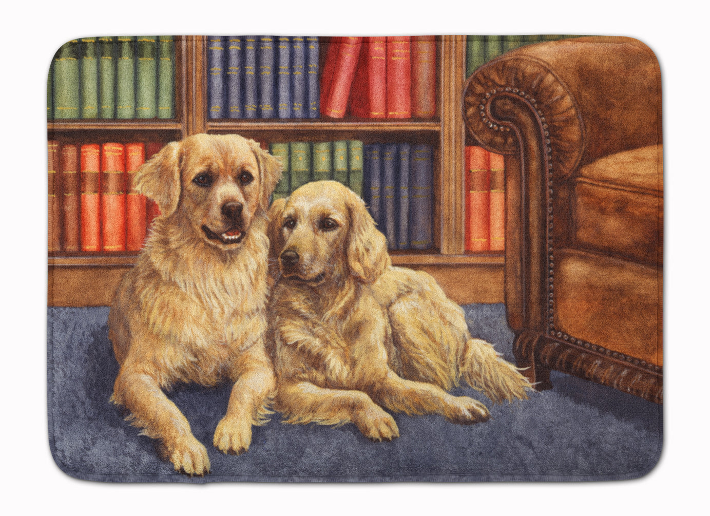 Golden Retrievers in the Library Memory Foam Kitchen Mat Machine Washable Anti-Fatigue Cushion Comfort Bath or Kitchen Rug