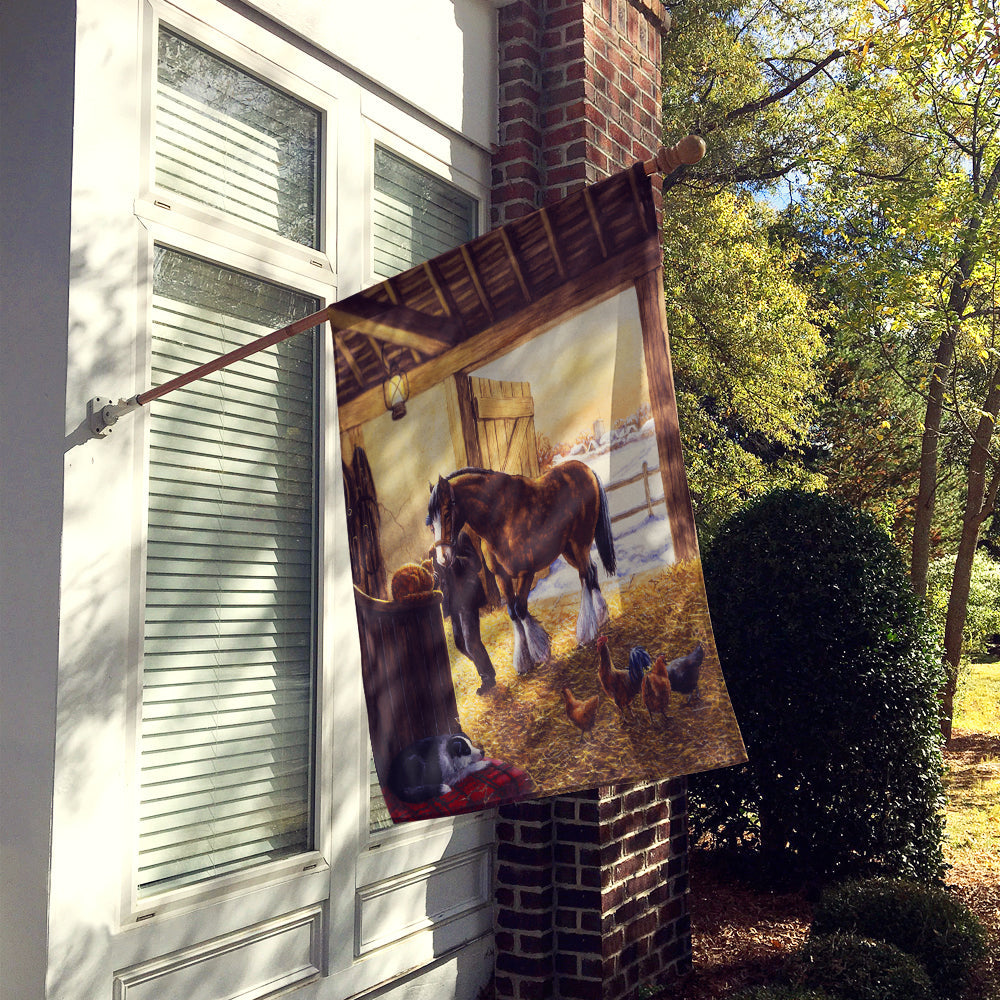 Cydesdale In The Stable House Flag 28x40 Porch Sleeve Pole Decorative Outside Yard Banner Artwork Wall Hanging, Polyester