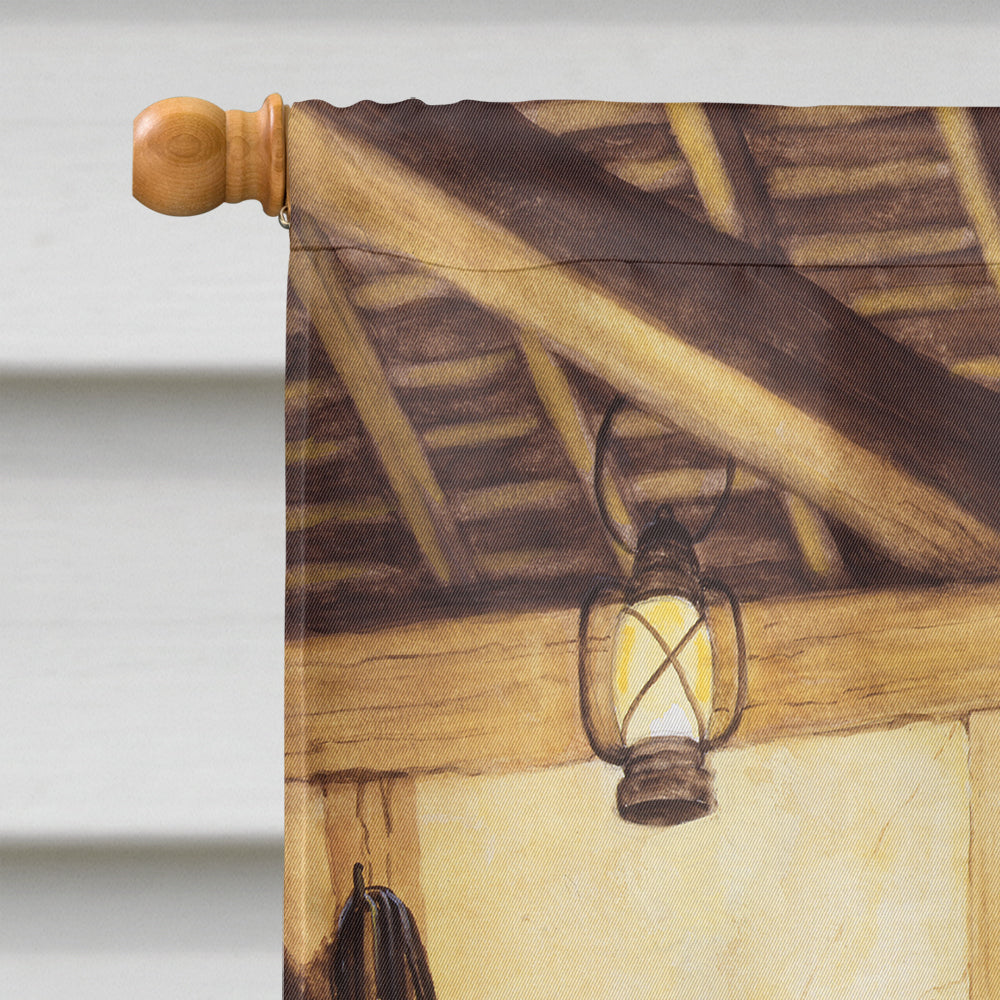 Cydesdale In The Stable House Flag 28x40 Porch Sleeve Pole Decorative Outside Yard Banner Artwork Wall Hanging, Polyester