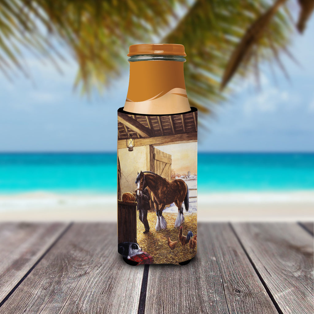 Cydesdale In The Stable Slim Can Hugger , Insulated Foam Hugger for 12 oz Slim Cans, Beer Bottles & Water Bottles, Printed in USA
