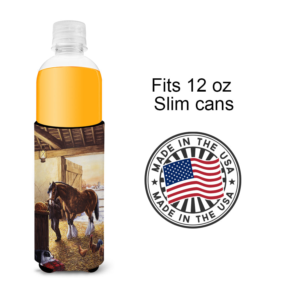 Cydesdale In The Stable Slim Can Hugger , Insulated Foam Hugger for 12 oz Slim Cans, Beer Bottles & Water Bottles, Printed in USA
