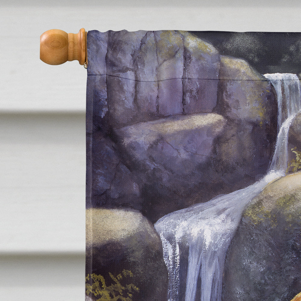 Otters by the Waterfall by Daphne Baxter House Flag 28x40 Porch Sleeve Pole Decorative Outside Yard Banner Artwork Wall Hanging, Polyester