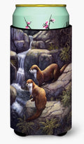 Otters by the Waterfall by Daphne Baxter Tall Boy Hugger Can Cooler Sleeve Machine Washable Drink Collapsible Insulator Beverage Insulated Holder