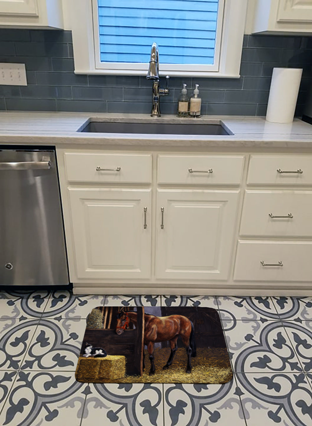 At The Gate Springer Spaniel Memory Foam Kitchen Mat Machine Washable Anti-Fatigue Cushion Comfort Bath or Kitchen Rug