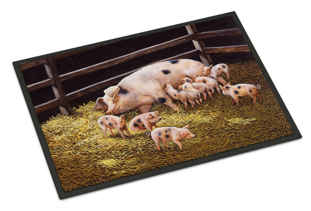 Pigs Piglets at Dinner Time Doormat Indoor Outdoor 24H X 36W Front Door Mat Rugs for Entryway, Non Slip Washable Low Pile,