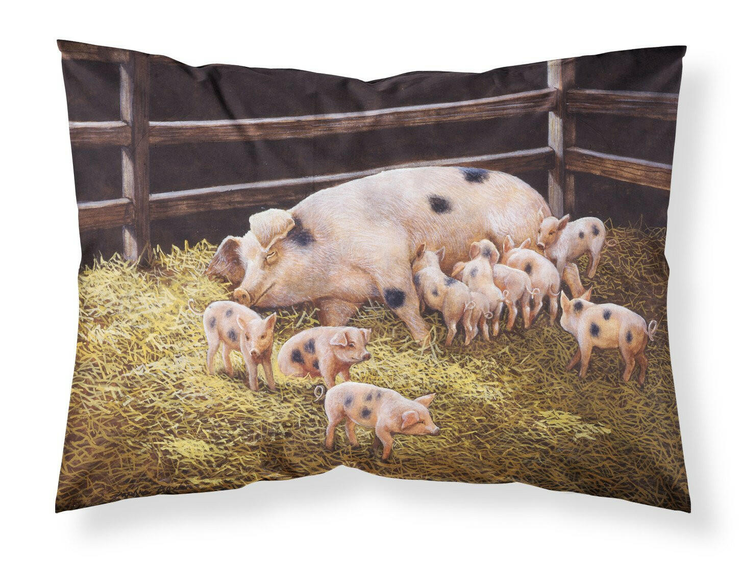 Pigs Piglets at Dinner Time Standard Pillowcase Lightweight Super Soft Easy Care Decorative Artwork Pillowcase, Standard