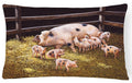 Pigs Piglets at Dinner Time Decorative Throw Pillow 12x16 Indoor Outdoor Accent Cushion, Fabric Cover with Insert for Sofa, Bed, Porch & Living Room