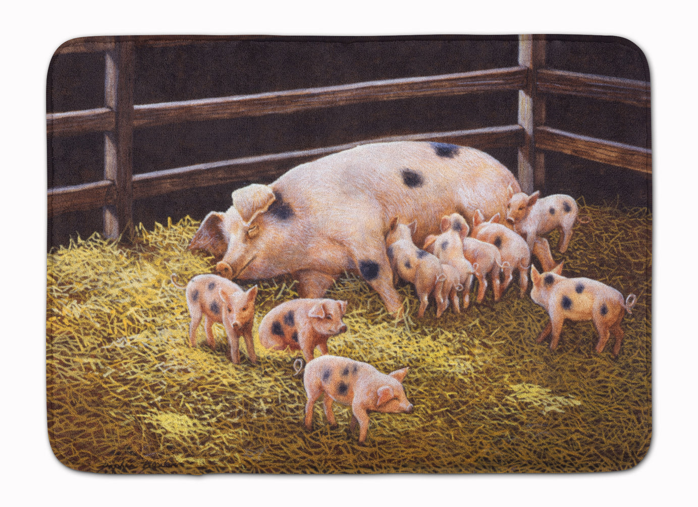 Pigs Piglets at Dinner Time Memory Foam Kitchen Mat Machine Washable Anti-Fatigue Cushion Comfort Bath or Kitchen Rug