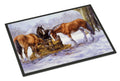 Horses eating Hay in the Snow Doormat Indoor Outdoor 24H X 36W Front Door Mat Rugs for Entryway, Non Slip Washable Low Pile,