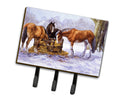 Horses eating Hay in the Snow Leash or Key Holder Wall Hooks, Coat Rack Wall Mount, for Hanging Keys, Towels, Aprons, Leashes