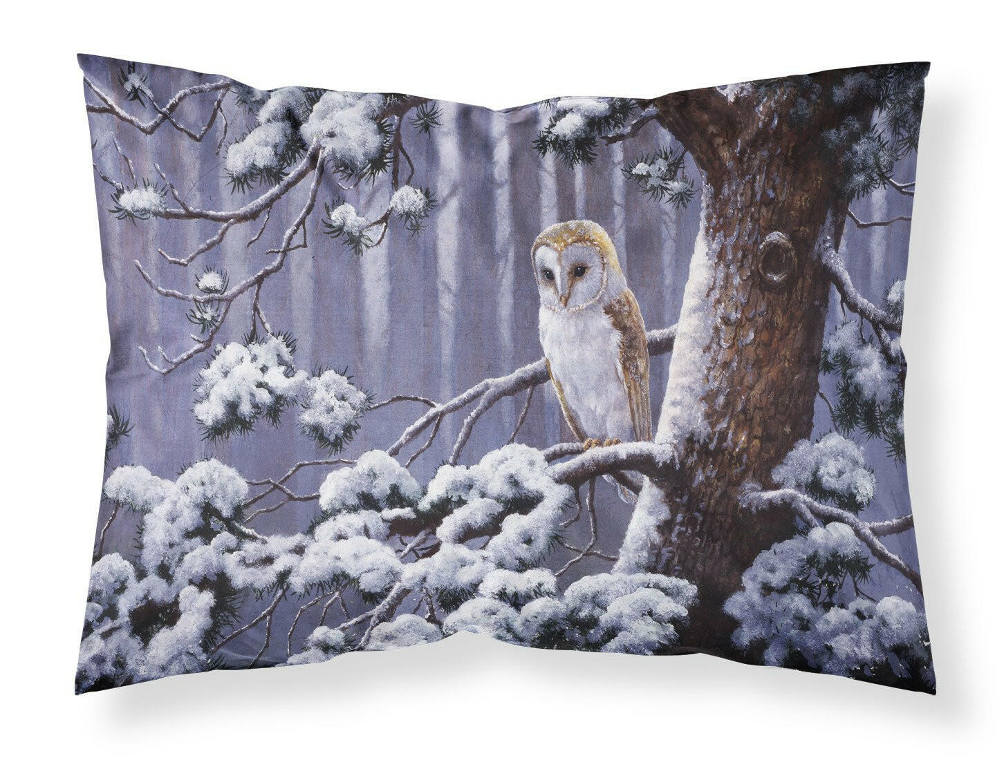 Owl on a Tree Branch in the Snow Standard Pillowcase Lightweight Super Soft Easy Care Decorative Artwork Pillowcase, Standard