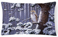 Owl on a Tree Branch in the Snow Decorative Throw Pillow 12x16 Indoor Outdoor Accent Cushion, Fabric Cover with Insert for Sofa, Bed, Porch & Living Room