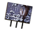 Owl on a Tree Branch in the Snow Leash or Key Holder Wall Hooks, Coat Rack Wall Mount, for Hanging Keys, Towels, Aprons, Leashes