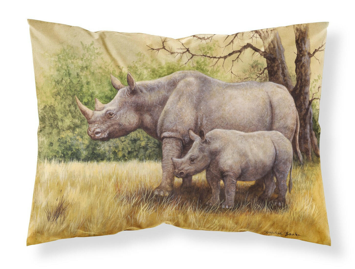 Rhinoceros by Daphne Baxter Standard Pillowcase Lightweight Super Soft Easy Care Decorative Artwork Pillowcase, Standard