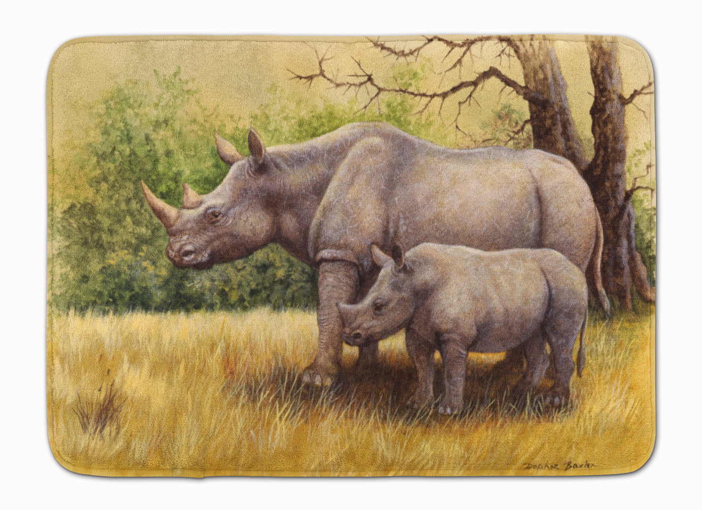 Rhinoceros by Daphne Baxter Memory Foam Kitchen Mat Machine Washable Anti-Fatigue Cushion Comfort Bath or Kitchen Rug