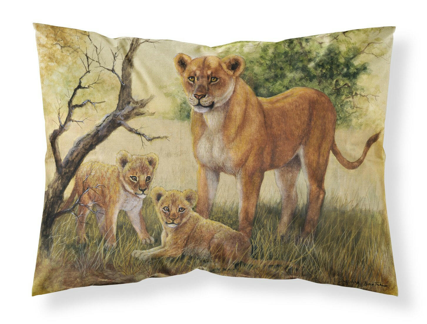 Lion and Cubs by Daphne Baxter Standard Pillowcase Lightweight Super Soft Easy Care Decorative Artwork Pillowcase, Standard