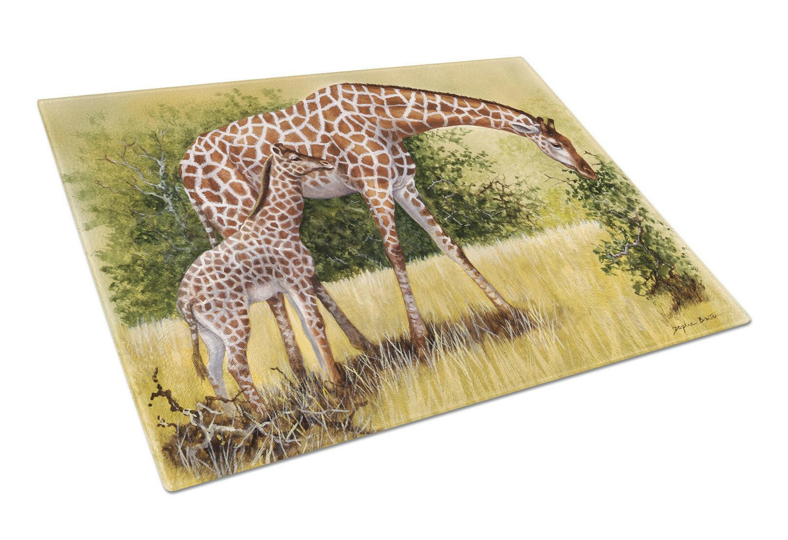 Giraffes by Daphne Baxter Cutting Board Tempered Glass Kitchen Cutting Surface, Heat Resistant Chopping, Non-Slip Feet, Food Prep & Serving