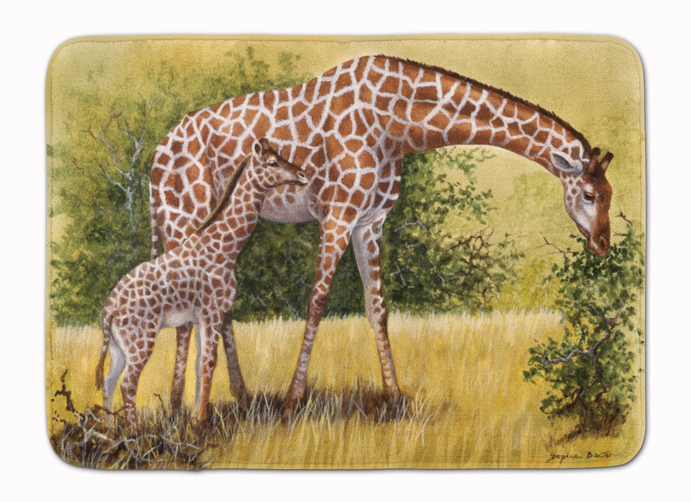 Giraffes by Daphne Baxter Memory Foam Kitchen Mat Machine Washable Anti-Fatigue Cushion Comfort Bath or Kitchen Rug