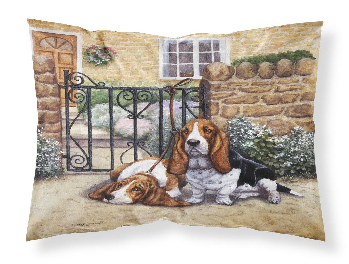 Basset Hound at the gate Standard Pillowcase Lightweight Super Soft Easy Care Decorative Artwork Pillowcase, Standard