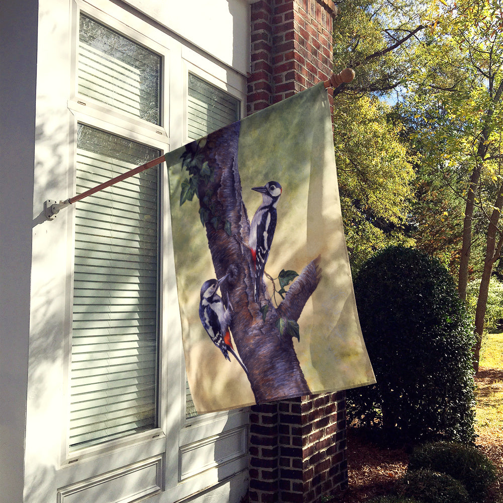Woodpeckers by Daphne Baxter House Flag 28x40 Porch Sleeve Pole Decorative Outside Yard Banner Artwork Wall Hanging, Polyester