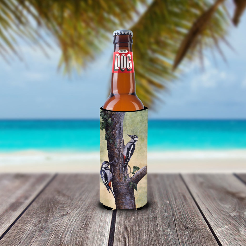 Woodpeckers by Daphne Baxter Slim Can Hugger , Insulated Foam Hugger for 12 oz Slim Cans, Beer Bottles & Water Bottles, Printed in USA
